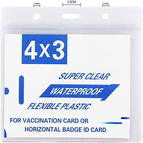 CDC Vaccination Card Protector 4 X 3 Inches Immunization Record Vaccine Cards Holder Clear Vinyl Plastic Sleeve with Waterproof Type Resealable Zip-4 Pack ID Card Protective Case 